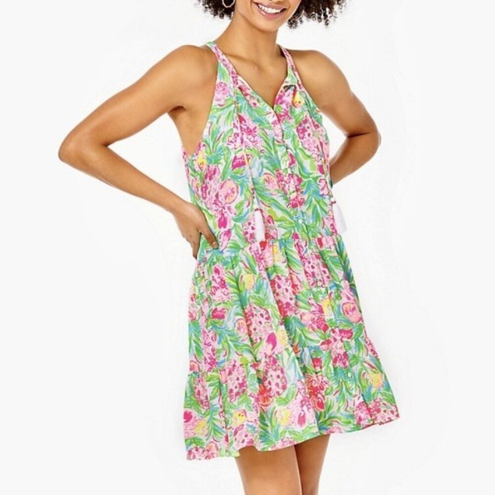 Lilly Pulitzer Women's CAROLANE Swing Dress Resort White Pear Necessities XL